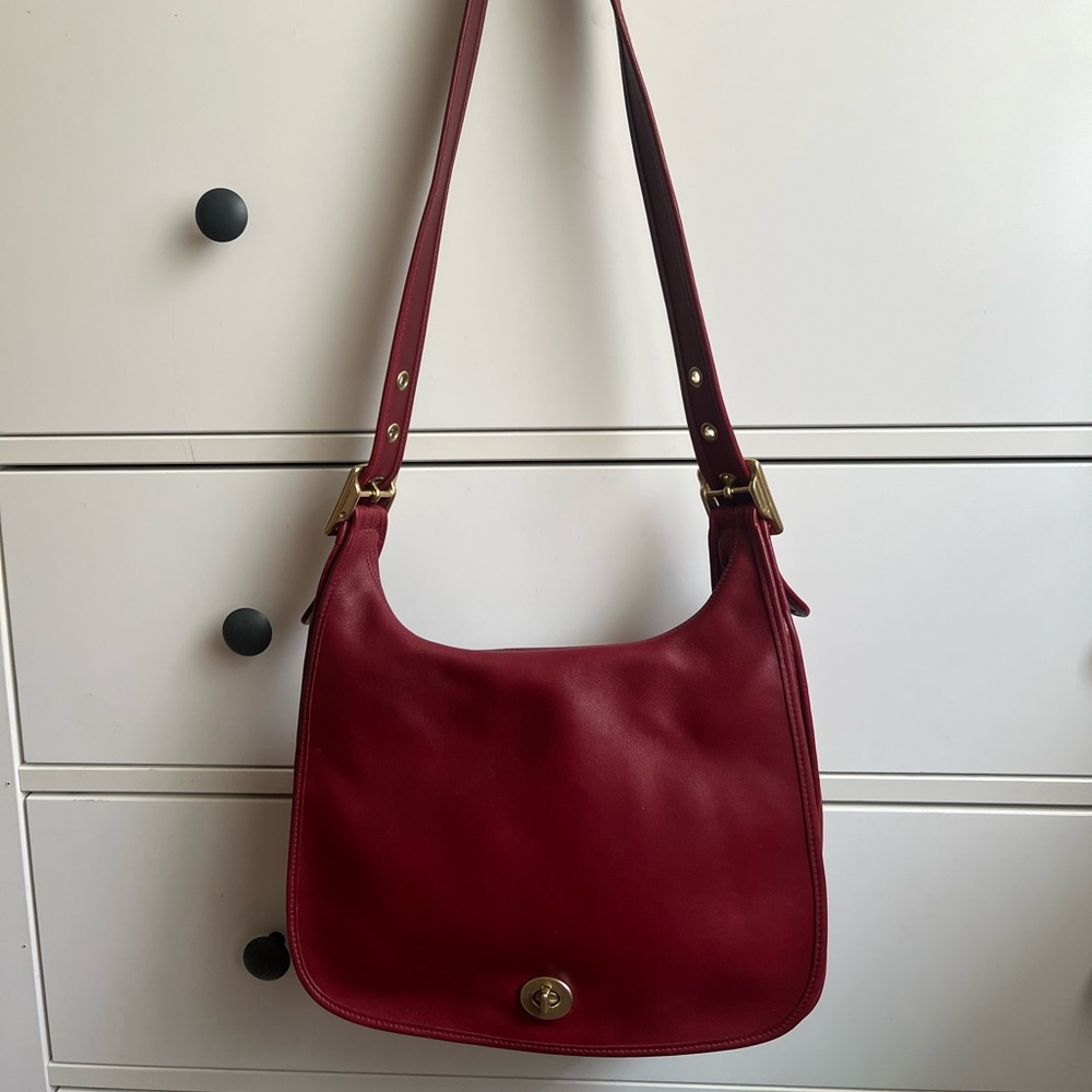 Coach Red Leather Shoulder Bag